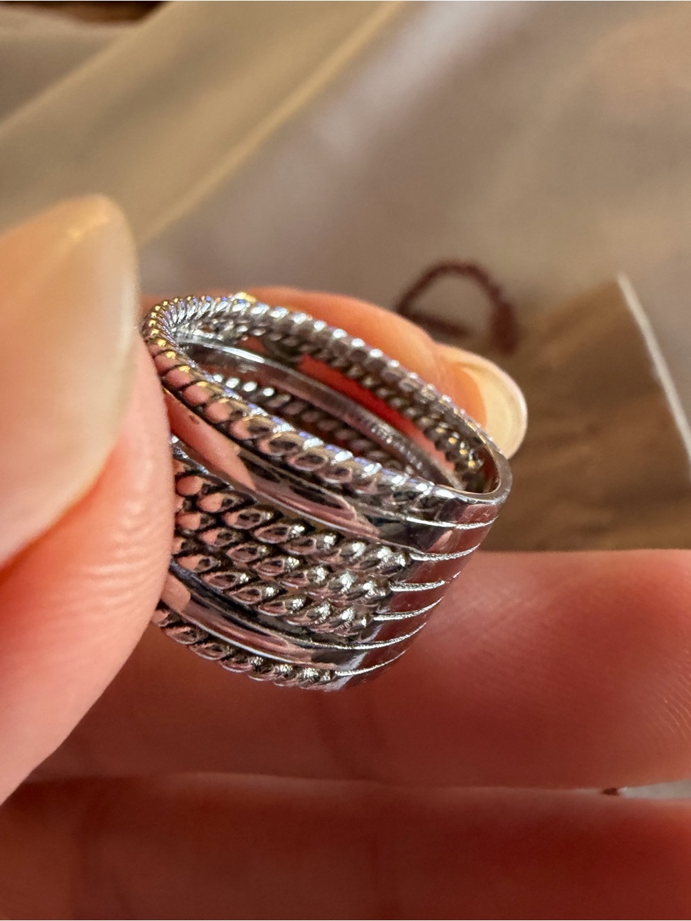 David Yurman Multi-Row Cable Ring Sterling Silver & 18K Yellow Gold Size 6.5 - Picture 4 of 16